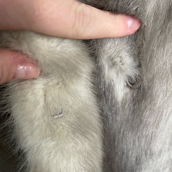 Blue mink solid  real fur collar coat with hooks - Picture 4 of 9